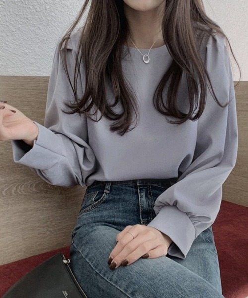 H.Warren（エイチウォーレン）の「ボリュームスリーブクルーネックブラウス（シャツ/ブラウス・レディース・ホワイト/グレー・FREE）」の14枚目の写真