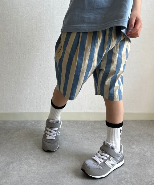 MAKE YOUR DAY（メイクユアデイ）の「ストライプタックパンツ■80～140cm（その他パンツ・キッズ・チャコールグレー/カーキ/ブルー・90/100/110/120/80/130/140）」の3枚目の写真