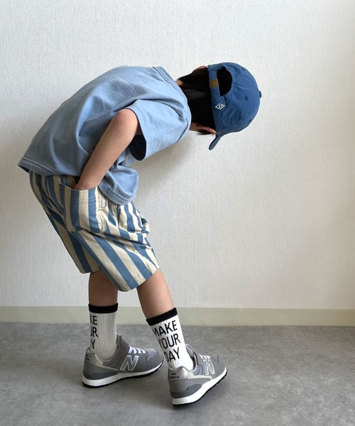 MAKE YOUR DAY（メイクユアデイ）の「ストライプタックパンツ■80～140cm（その他パンツ・キッズ・チャコールグレー/カーキ/ブルー・90/100/110/120/80/130/140）」の16枚目の写真