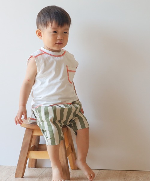 MAKE YOUR DAY（メイクユアデイ）の「ストライプタックパンツ■80～140cm（その他パンツ・キッズ・チャコールグレー/カーキ/ブルー・90/100/110/120/80/130/140）」の18枚目の写真