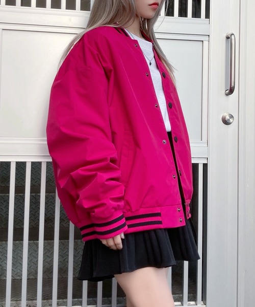 Figments（フィグメンツ）の「オーバーナイロンジャケット（ブルゾン・レディース・ブラック/パープル/オフホワイト/ピンク・SMALL/MEDIUM）」の9枚目の写真