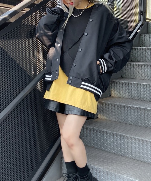 Figments（フィグメンツ）の「オーバーナイロンジャケット（ブルゾン・レディース・ブラック/パープル/オフホワイト/ピンク・SMALL/MEDIUM）」の14枚目の写真