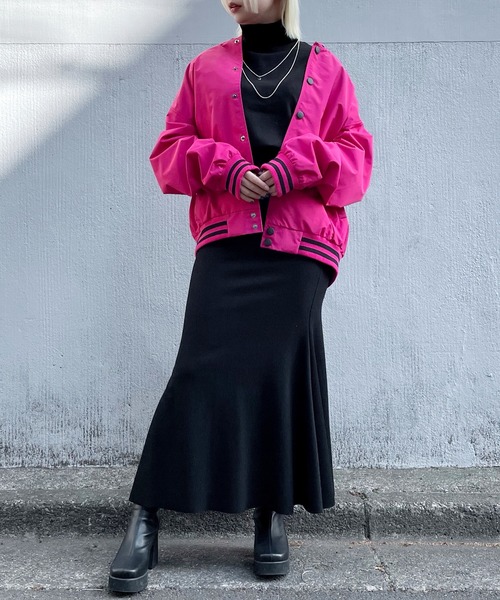 Figments（フィグメンツ）の「オーバーナイロンジャケット（ブルゾン・レディース・ブラック/パープル/オフホワイト/ピンク・SMALL/MEDIUM）」の8枚目の写真