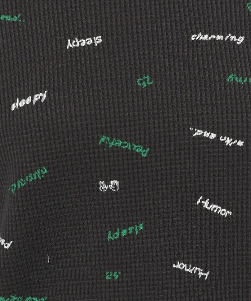 lavanda フラワーワッフルTシャツ BLACK フラワースタッズサーマルTシャツ – YZ