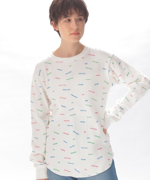 niko and...(ニコアンド)の「フラワー&レタードワッフルロンT(Tシャツ/カットソー・レディース・グレー/オフホワイト/ナチュラル/チャコール・MEDIUM/LARGE)」の21枚目の写真