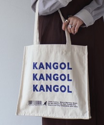 【 KANGOL / カンゴール 】 スクエア キャンバス メッセージ プリント トート
