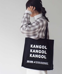 【 KANGOL / カンゴール 】 スクエア キャンバス メッセージ プリント トート