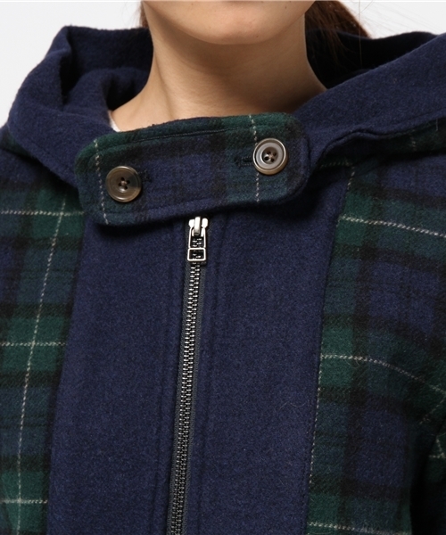 OUTLET(アウトレット)の「【Ciaopanic】Wチェックフードコート(その他アウター・レディース・チャコールグレー/ネイビー・FREE)」の6枚目の写真