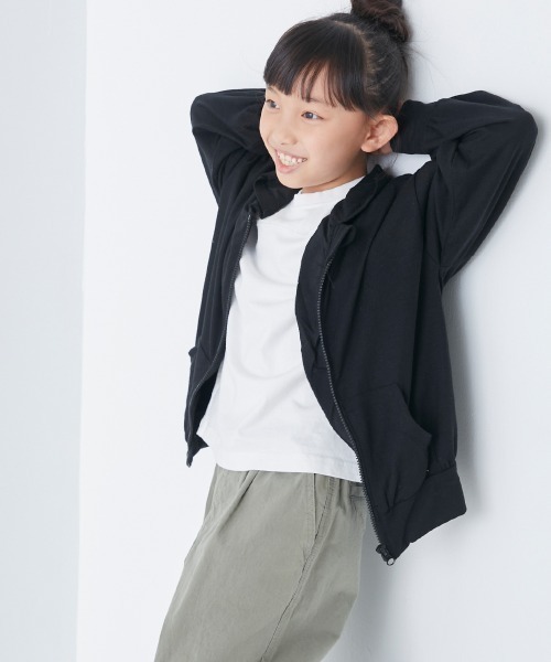 OMNES（オムネス）の「キッズ UVカット&ドライ加工 ジップパーカー（パーカー・キッズ・ラベンダー/ブルー/イエロー/グレー/ブラック・100/140/130/110/120）」の7枚目の写真