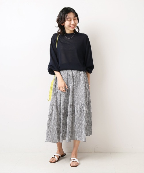 IENA（イエナ）の「ストライプティアードスカート（スカート・レディース・ブラック/オレンジ/ブルー・38/36/34）」の4枚目の写真