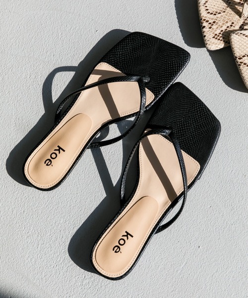 koe（コエ）の「スクエアビーチサンダル＊（サンダル・レディース・A/ブラック・M/S/L）」の2枚目の写真