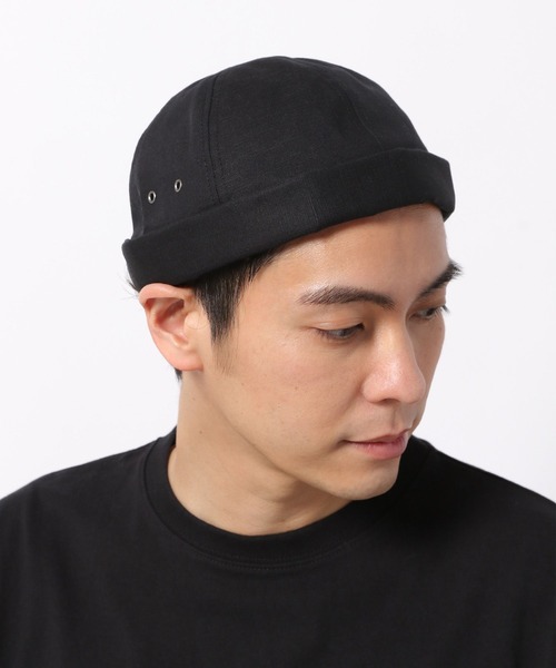 LAKOLE(ラコレ)の「リネン混ロールキャップ / 266401(キャップ・メンズ・ブラック/オフホワイト・9)」の2枚目の写真