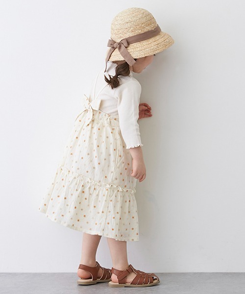 petit main（プティマイン）の「【リンク】花刺しゅうキャミワンピセット（アンサンブル・キッズ・アイボリー/ライトカーキ・130cm/90cm/110cm/120cm/80ｃｍ/100cm）」の4枚目の写真