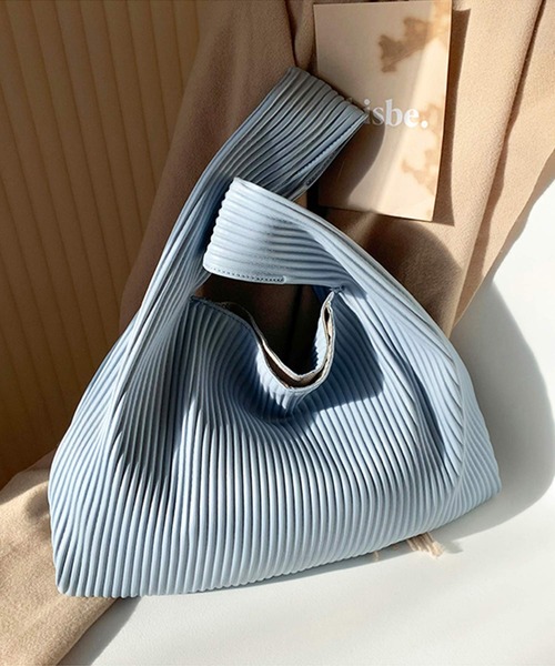 shopnikoniko（ショップニコニコ）の「合成皮革 マルシェバッグ プリーツ トートバッグ ハンドバッグ（ハンドバッグ・レディース・ホワイト/ブラック/ベージュ/ブルー/グリーン・フリー）」の7枚目の写真