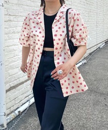 フラワーオープンカラーシャツ