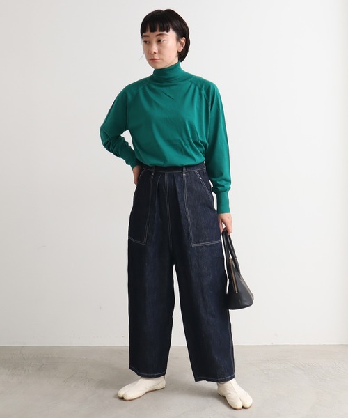 yuni（ユニ ）の「コットンリネン デニム ワーク コクーン パンツ