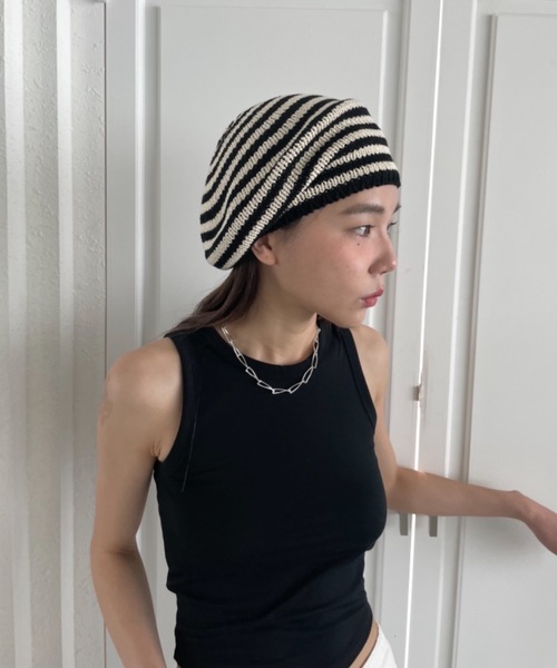 コットンボーダーベレー帽（ハンチング/ベレー帽）｜Didot.showroom