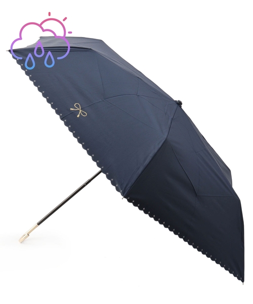 Ober Tashe(オーバータッシェ)の「【晴雨兼用】PUヒートカットリボンプリント折り畳み傘(折りたたみ傘・レディース・ブラック/ネイビー/グリーン・FREE)」の4枚目の写真