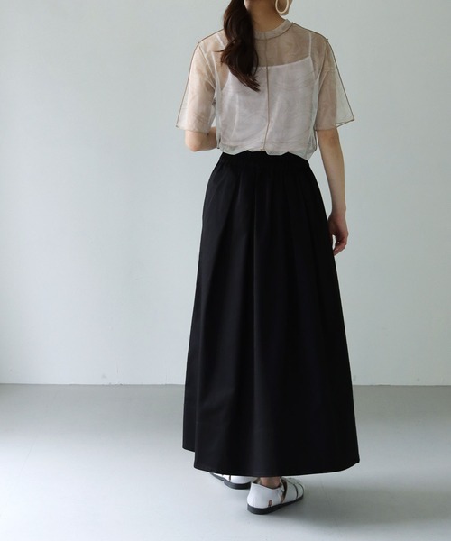 HER CLOSET（ハークローゼット）の「【shemoshelly】WEB限定オリジナル柄ハイネックシアートップス半袖（Tシャツ/カットソー・レディース・ブラウン/グリーン/アイボリー・M）」の14枚目の写真