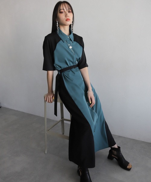 HARE(ハレ)の「サイドバイカラーワンピース(HARE)(ワンピース・レディース・ベージュ/ブルー/グレー/ブルー系その他/チャコールグレー/スカイブルー/ブラウン/グリーン・FREE)」の20枚目の写真
