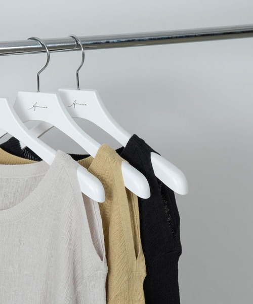 Amiur(エミレ)の「random rib open shoulder tops(Tシャツ/カットソー・レディース・ブラック/アイボリー/イエロー系・FREE)」の15枚目の写真