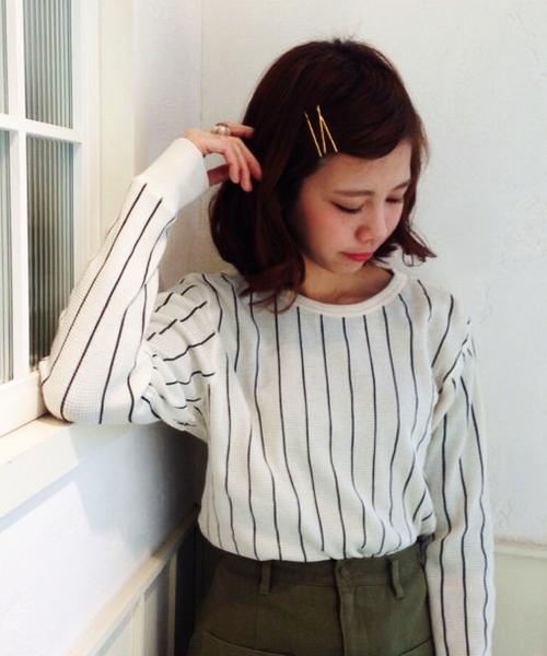 Kastane（カスタネ）の「【Kastane】プリントワッフルプルオーバー（Tシャツ/カットソー・レディース・グレー/ネイビー/アイボリー/チャコールグレー・FREE）」の3枚目の写真