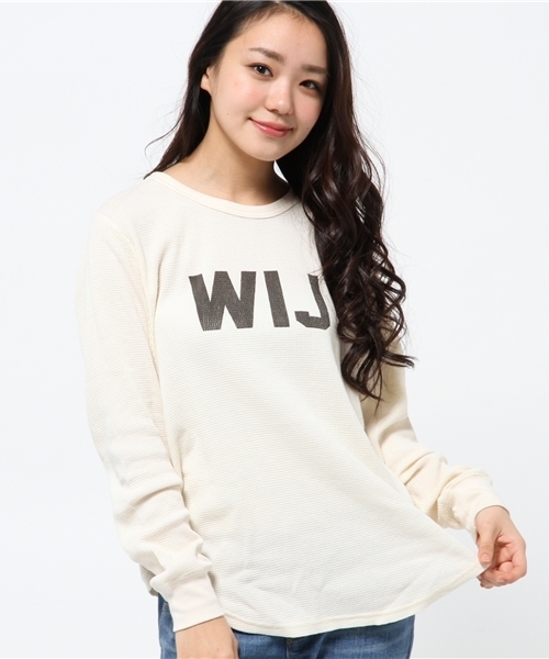 Kastane（カスタネ）の「【Kastane】プリントワッフルプルオーバー（Tシャツ/カットソー・レディース・グレー/ネイビー/アイボリー/チャコールグレー・FREE）」の7枚目の写真