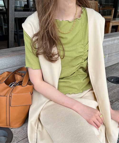 Ambre Ciel(アンブルシエル)の「ポコポコシャーリングメロートップス/【WEB/EC限定商品】(Tシャツ/カットソー・レディース・ブラック/アイボリー/グリーン/ピンク・FREE)」の3枚目の写真