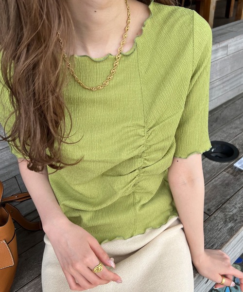Ambre Ciel(アンブルシエル)の「ポコポコシャーリングメロートップス/【WEB/EC限定商品】(Tシャツ/カットソー・レディース・ブラック/アイボリー/グリーン/ピンク・FREE)」の10枚目の写真