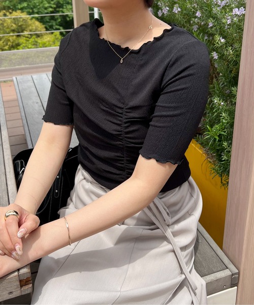 Ambre Ciel(アンブルシエル)の「ポコポコシャーリングメロートップス/【WEB/EC限定商品】(Tシャツ/カットソー・レディース・ブラック/アイボリー/グリーン/ピンク・FREE)」の7枚目の写真