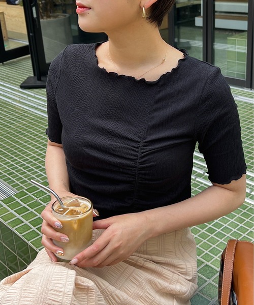 Ambre Ciel(アンブルシエル)の「ポコポコシャーリングメロートップス/【WEB/EC限定商品】(Tシャツ/カットソー・レディース・ブラック/アイボリー/グリーン/ピンク・FREE)」の16枚目の写真