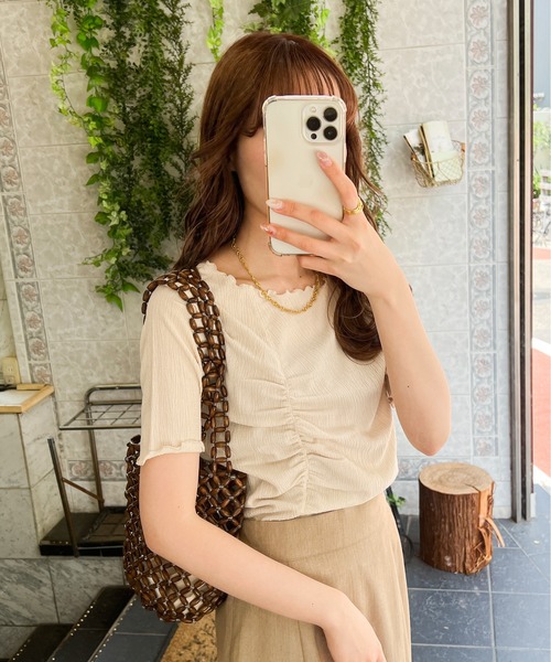 Ambre Ciel(アンブルシエル)の「ポコポコシャーリングメロートップス/【WEB/EC限定商品】(Tシャツ/カットソー・レディース・ブラック/アイボリー/グリーン/ピンク・FREE)」の20枚目の写真