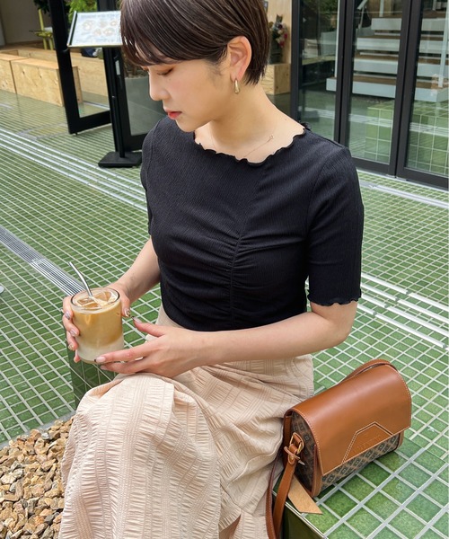 Ambre Ciel(アンブルシエル)の「ポコポコシャーリングメロートップス/【WEB/EC限定商品】(Tシャツ/カットソー・レディース・ブラック/アイボリー/グリーン/ピンク・FREE)」の17枚目の写真