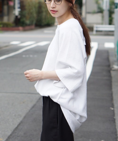 C.E.L.STORE（セルストア）の「MADE IN STANDARD/メイドインスタンダード 4B HENLEY SHIRTSヘンリーネックビッグシルエット（Tシャツ/カットソー・メンズ・ホワイト/ナチュラル・L/MEDIUM）」の18枚目の写真