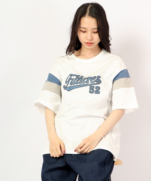 FUNALIVE(ファンアライブ)の「Sunsweet レトロ袖切りかえボックスロゴ半袖Tシャツ(Tシャツ/カットソー・メンズ・ホワイト/ブラック・M/L)」の2枚目の写真