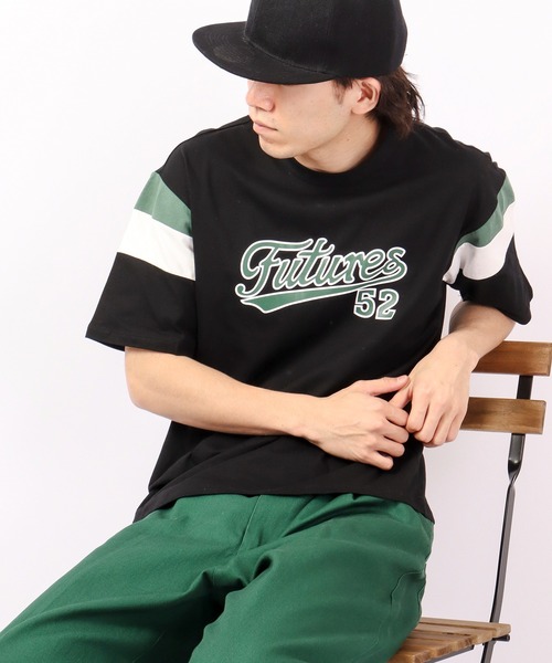 FUNALIVE(ファンアライブ)の「Sunsweet レトロ袖切りかえボックスロゴ半袖Tシャツ(Tシャツ/カットソー・メンズ・ホワイト/ブラック・M/L)」の1枚目の写真