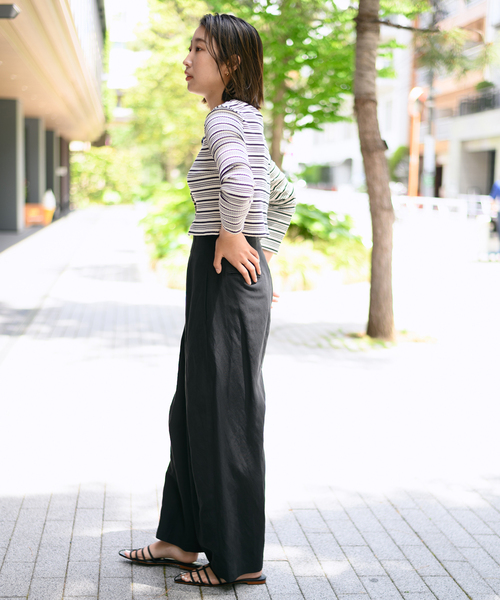 journal standard L'essage（ジャーナルスタンダードレサージュ）の「リネンミックスタックパンツ（その他パンツ・レディース・ブラック/カーキ・36/38）」の5枚目の写真