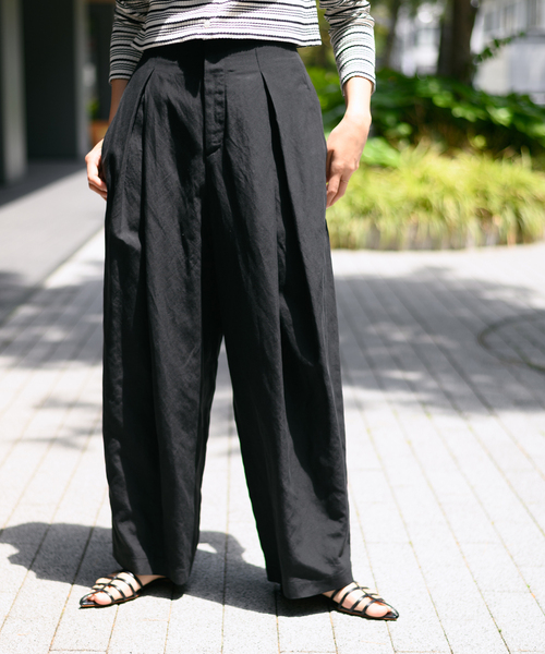 journal standard L'essage（ジャーナルスタンダードレサージュ）の「リネンミックスタックパンツ（その他パンツ・レディース・ブラック/カーキ・36/38）」の8枚目の写真