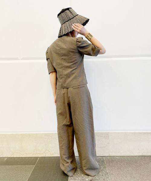 journal standard L'essage（ジャーナルスタンダードレサージュ）の「リネンミックスタックパンツ（その他パンツ・レディース・ブラック/カーキ・36/38）」の10枚目の写真