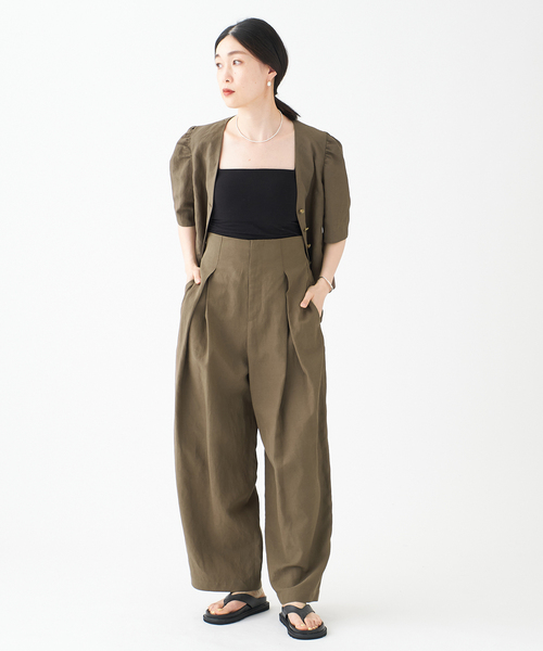 journal standard L'essage（ジャーナルスタンダードレサージュ）の「リネンミックスタックパンツ（その他パンツ・レディース・ブラック/カーキ・36/38）」の12枚目の写真