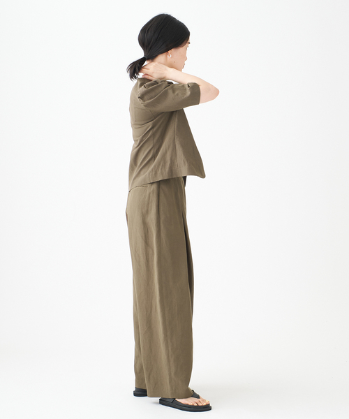 journal standard L'essage（ジャーナルスタンダードレサージュ）の「リネンミックスタックパンツ（その他パンツ・レディース・ブラック/カーキ・36/38）」の13枚目の写真