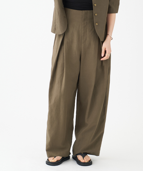 journal standard L'essage（ジャーナルスタンダードレサージュ）の「リネンミックスタックパンツ（その他パンツ・レディース・ブラック/カーキ・36/38）」の16枚目の写真