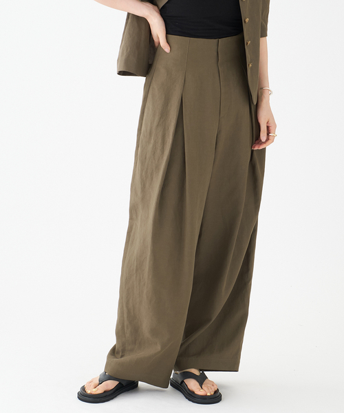 journal standard L'essage（ジャーナルスタンダードレサージュ）の「リネンミックスタックパンツ（その他パンツ・レディース・ブラック/カーキ・36/38）」の17枚目の写真