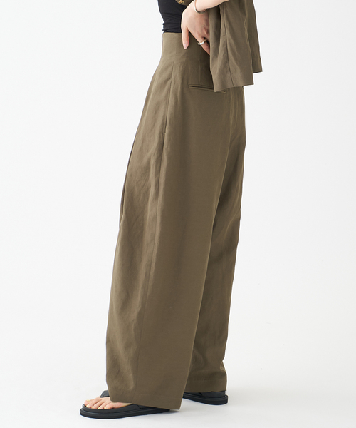 journal standard L'essage（ジャーナルスタンダードレサージュ）の「リネンミックスタックパンツ（その他パンツ・レディース・ブラック/カーキ・36/38）」の18枚目の写真