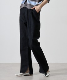 フレア ストレッチデニムパンツ 裾スリット アウトシーム Marchons Avant