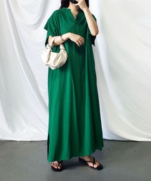 me+em select | 【 ビッグシルエット／ポケット付 】スキッパーシャツスリットドルマンロングワンピース(ワンピース)