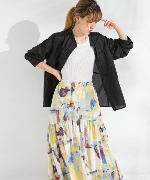 bohmal(ボマール)の「バンドカラー切替デザインシアーシャツ(シャツ/ブラウス・レディース・ホワイト/ブラック/ピンク/ブルー・FREE)」の18枚目の写真