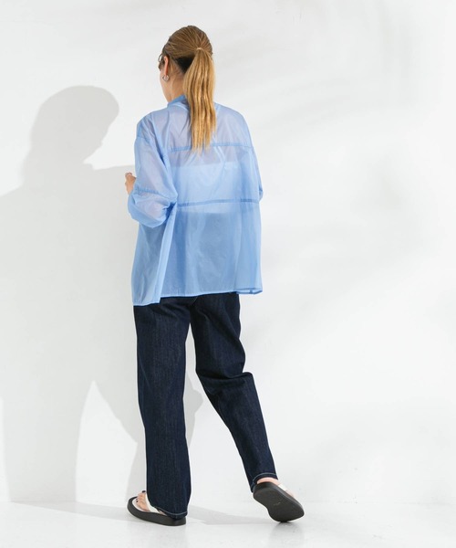 bohmal(ボマール)の「バンドカラー切替デザインシアーシャツ(シャツ/ブラウス・レディース・ホワイト/ブラック/ピンク/ブルー・FREE)」の11枚目の写真