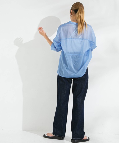 bohmal(ボマール)の「バンドカラー切替デザインシアーシャツ(シャツ/ブラウス・レディース・ホワイト/ブラック/ピンク/ブルー・FREE)」の15枚目の写真