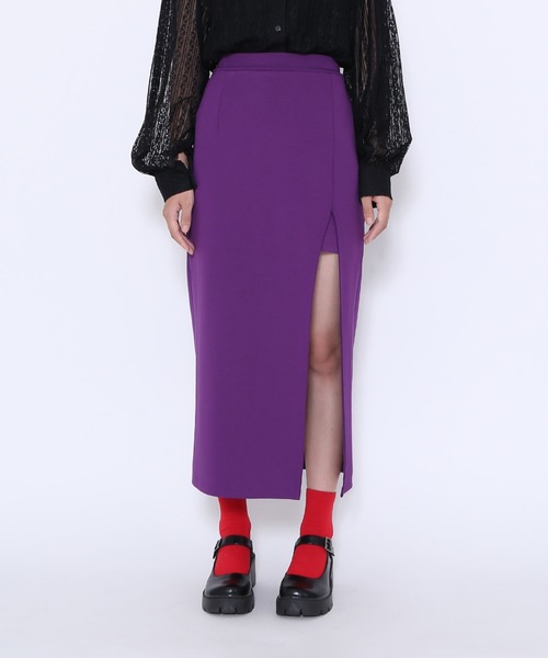 PUNYUS（プニュズ）の「スリットロングスカート（スカート・レディース・パープル/ブラック/グリーン・3/2/4/1）」の3枚目の写真